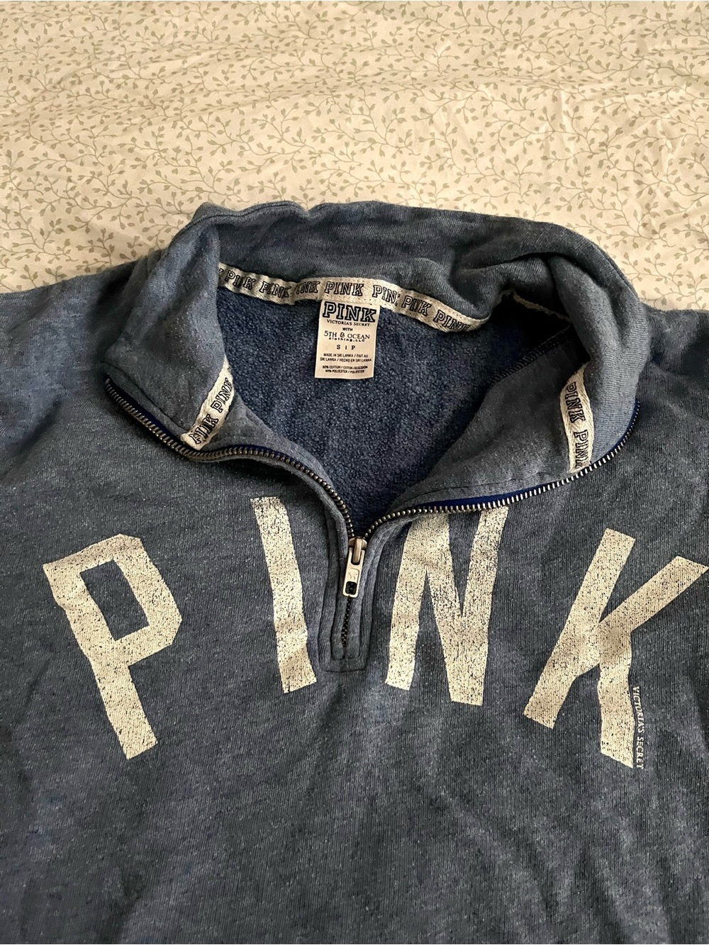 Victoria's Secret PINK Navy Blue Half-Zip Sweatshirt